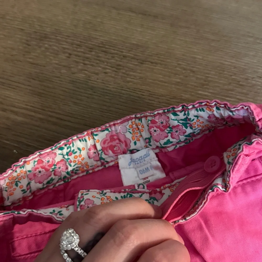 Jacadi baby pink long pants with adjustable waistband size 6 months